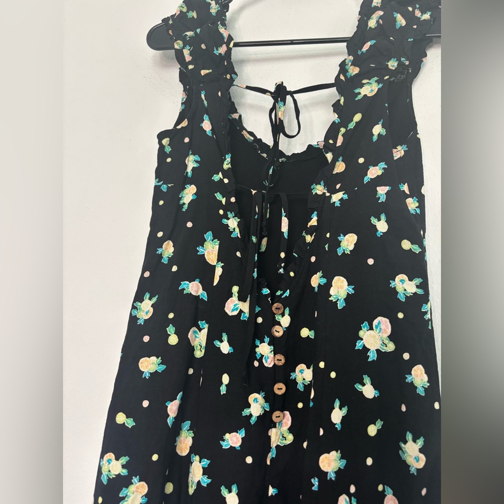 FREE PEOPLE BLACK FLORAL RUFFLE MINI DRESS SZ SMALL - Picture 7 of 10